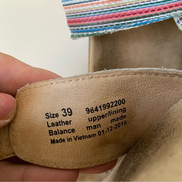 Dansko Sophie Sandals Heels Wedge Two Strap Buckle Multi Color Leather Comfort - Picture 6 of 9